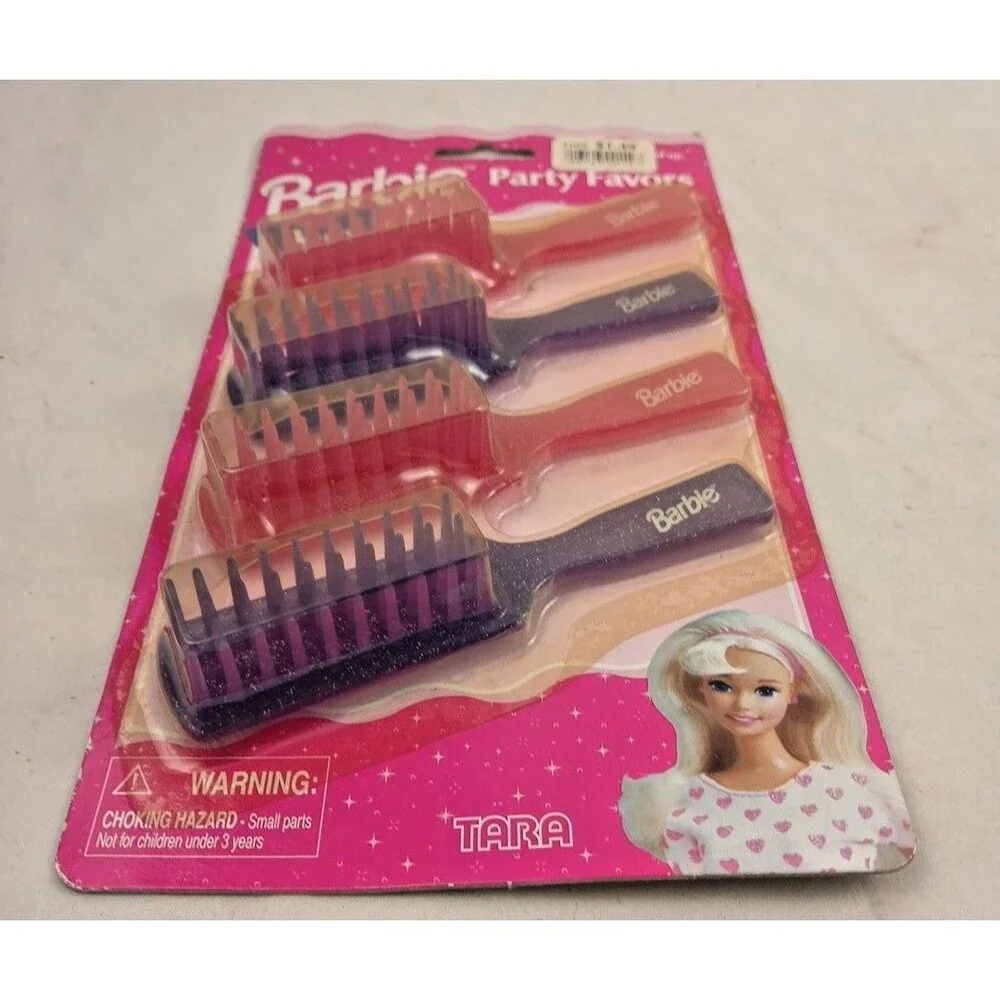 RARE Vintage 1997 Barbie 4 pk Hair Brush Party Favors-Tara Toy Co-SEALED!